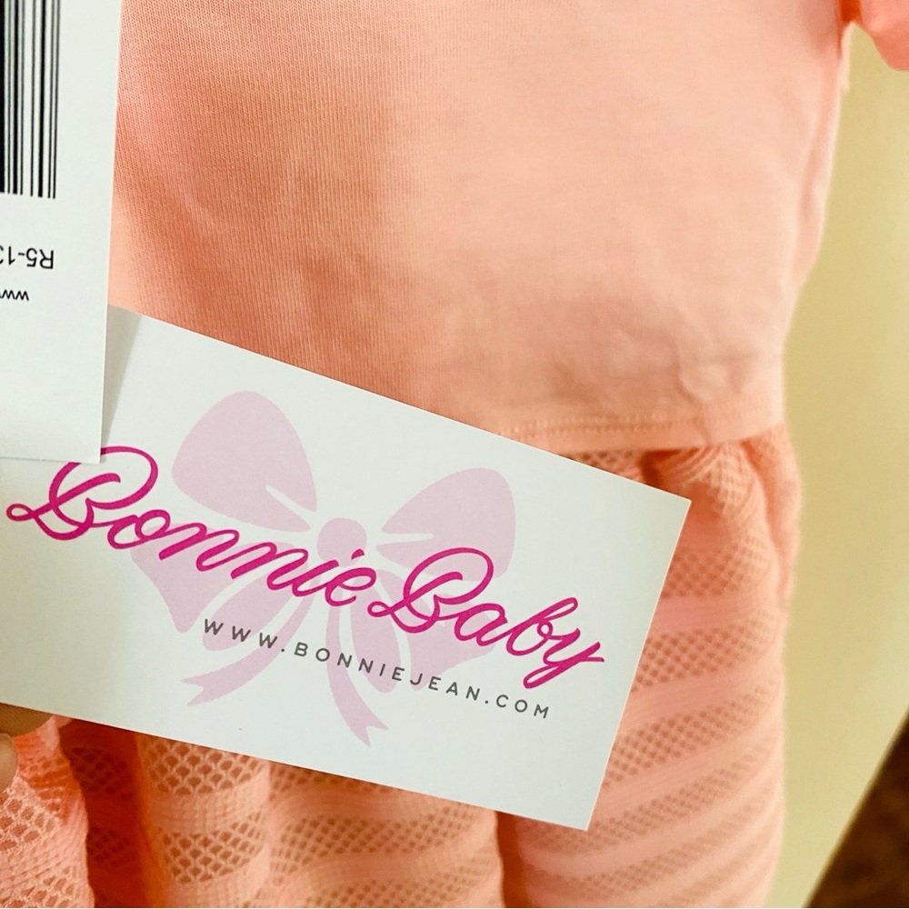 BONNIE BABY Emmie Knit Party Dess Cardigan Salmon Pink 24 Months Pageant Easter - Picture 14 of 16
